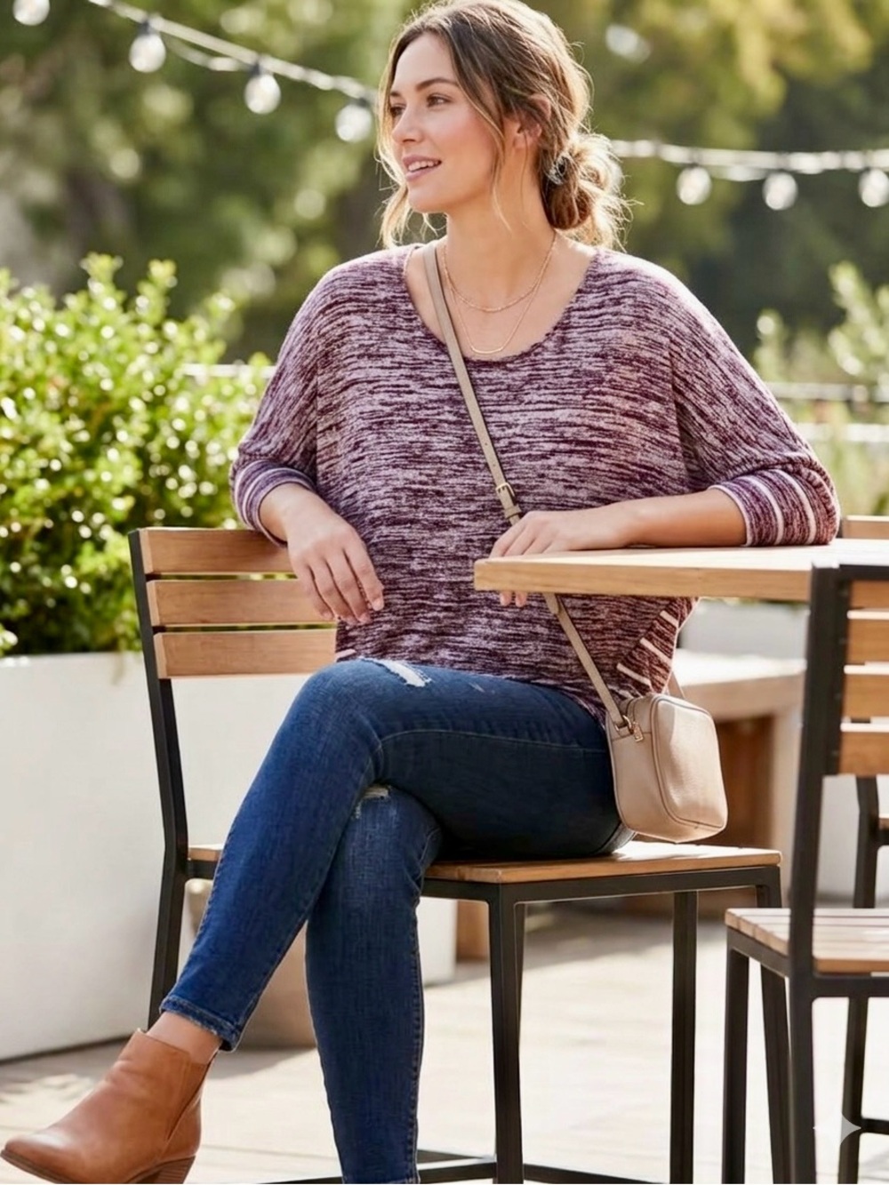 Market & Spruce Space Dye Striped Batwing Knit Top Size Small - Stitch Fix